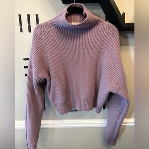 Boutique Lavender Crop Turtleneck Sweater